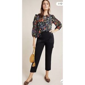 Anthropologie Maeve Jacquin Floral Puff Sleeve Ruffle Boho Peasant Top Size XS